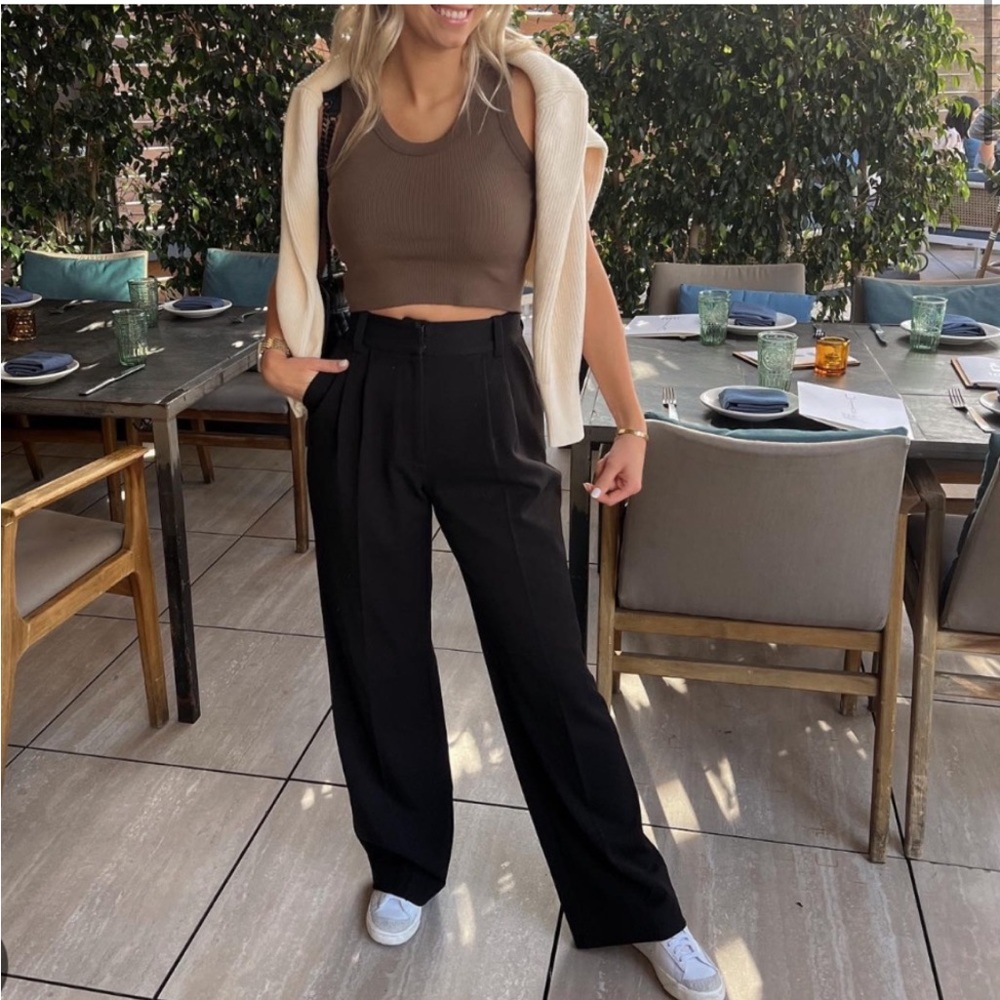 NEW Favorite Daughter The Favorite Pants Black High Waist Wide Leg Size 14 - Picture 4 of 11